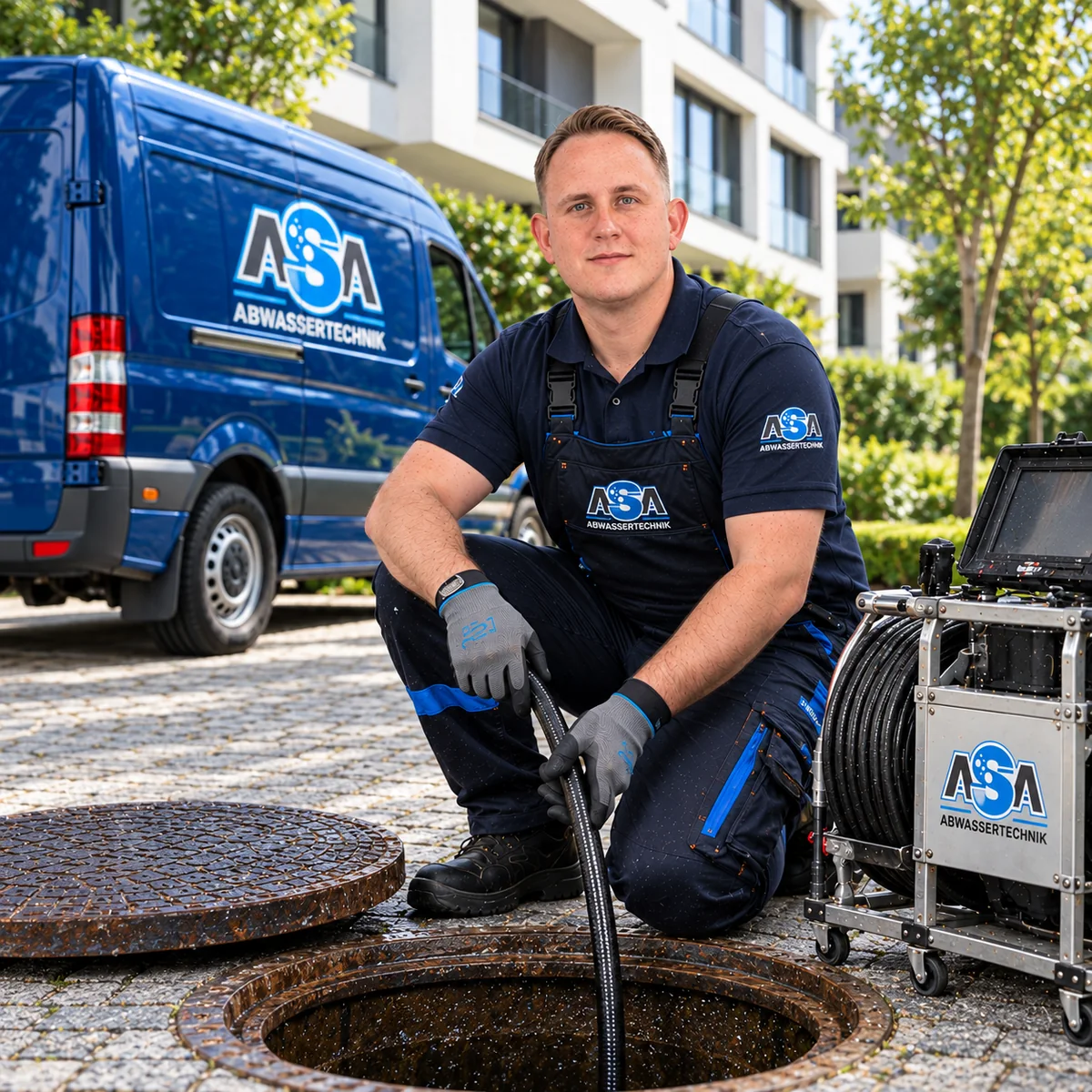 Ein Mitarbeiter beim Service an einer Anlage